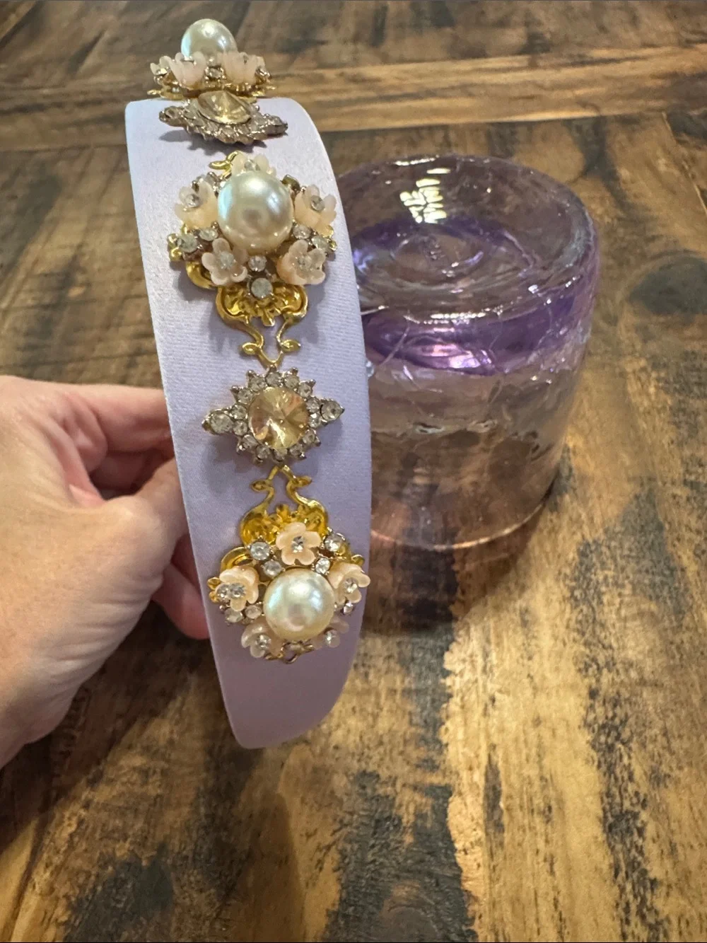 Lavender Pearl & Crystal Decorative Headband